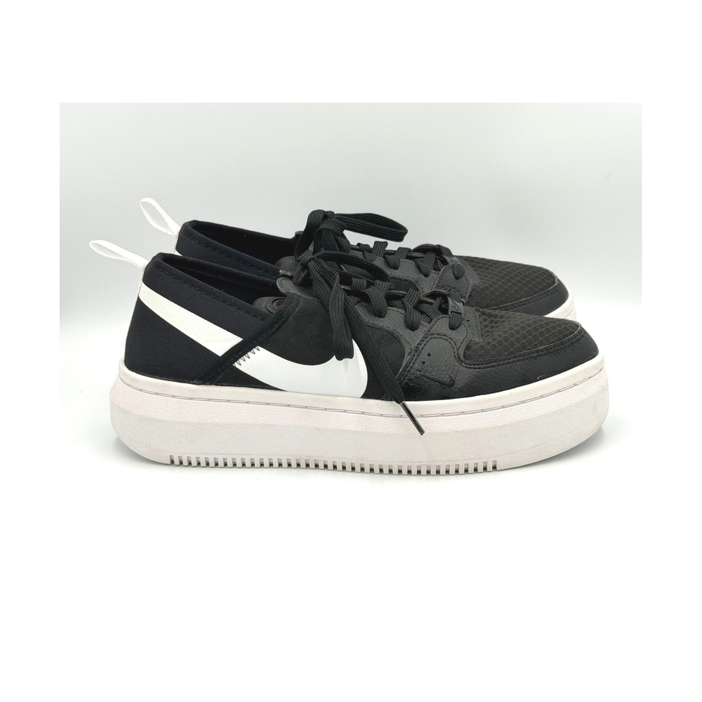 Nike Court Vision Alta Sneakers Womens Black White Platform Shoes DM0113-002